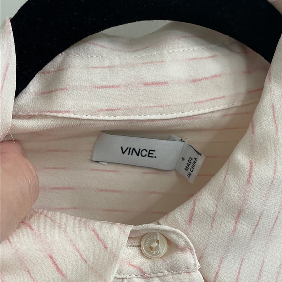 Vince Light Pink Striped Silk Blouse - Picture 2 of 5